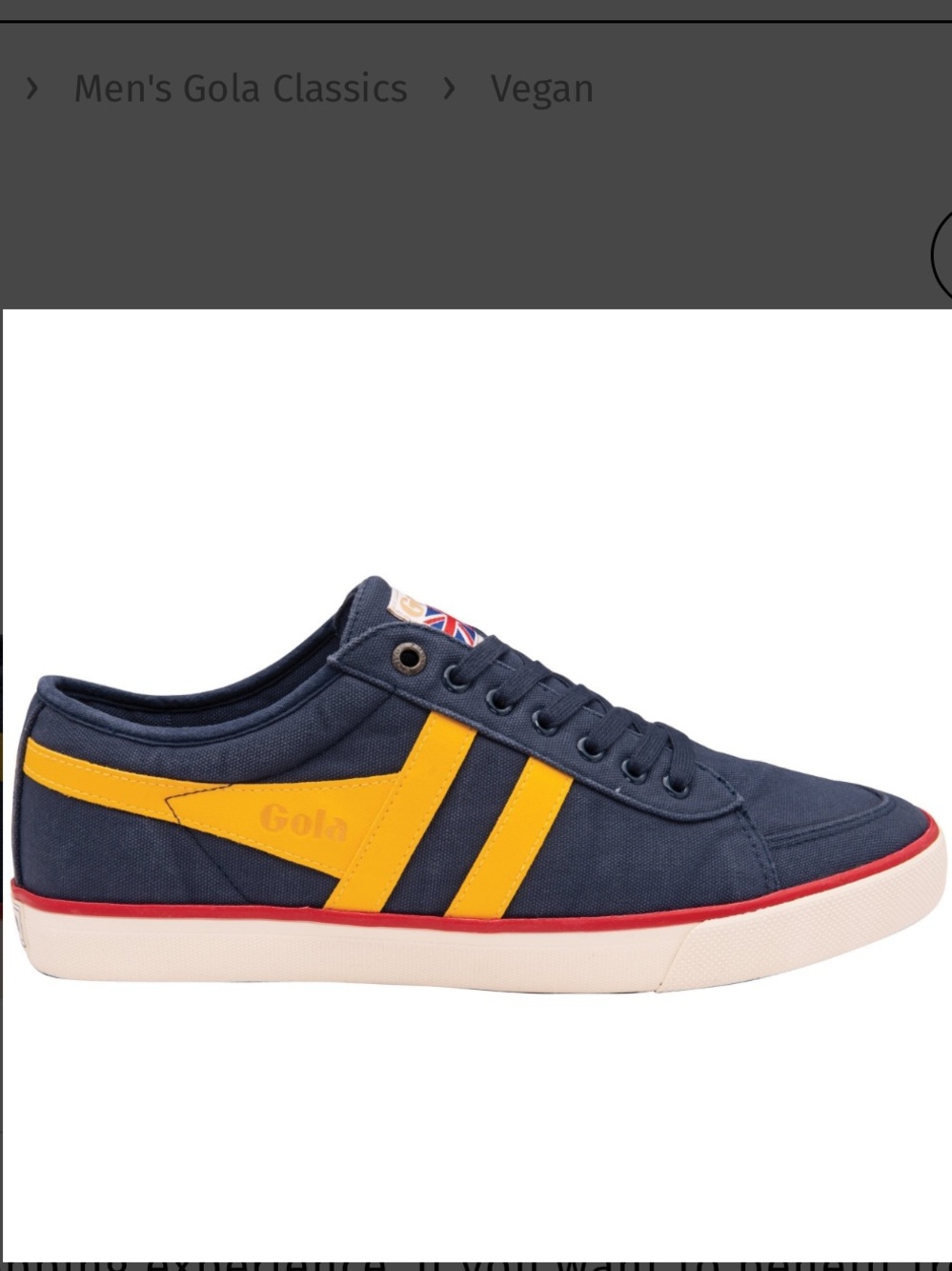Gola Sneaker Comet Navy Canvas Low-Top Yellow Stripes Red Trim Size 10.5 NEW
